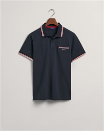 Gant 3-Colour Tipping Solid Pique Polo - Evening Blue